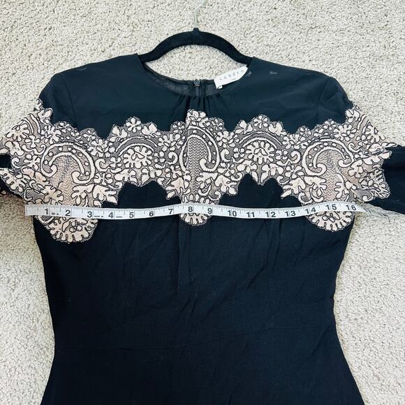 Sandro Kyra Crepe Dress in Black Size 1 US Small Lace Career Chic - Picture 9 of 13